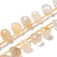 Natural Citrine Beads Strands, Faceted, Top Drilled, Teardrop, 9~10.5x6~6.5mm, Hole: 0.7mm, about 45pcs/strand, 15.59~16.14''(39.6~41cm)(G-H297-B10-01)