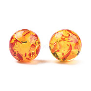 Resin Imitation Amber Beads, Round, Red, 12x11.5mm, Hole: 1.5~3mm(RESI-N034-01-C01)