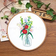 Flower Pattern DIY Embroidery Starter Kits, including Embroidery Fabric & Thread, Needle, Instruction Sheet, Colorful, 290x290mm(DIY-P077-103)