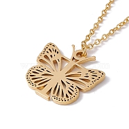Initial Letter with Butterfly Pendant Necklace, Golden 304 Stainless Steel Jewelry for Women, Letter.T, Pendant: 19x21x1mm, 15.55 inch(39.5cm)(NJEW-C026-01G-T)