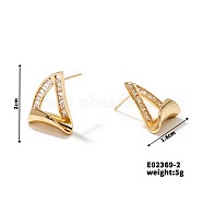 Chic Geometric Triangle Stud Earrings with Hollow Design and Edges, Golden, 20x16mm(PD9226-2)