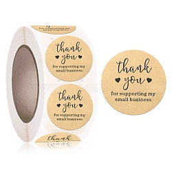 500Pcs Paper Thank You Sticker Rolls, Round Dot Self Adhesive Gift Decals, for Party, Decorative Presents, Word, 25mm, 500pcs(PW-WG50902-09)