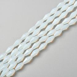 Imitation Opalite Glass Beads, Faceted, Bicone, Azure, 8x4mm, Hole: 0.8mm, about 70pcs/Strand, 22.99''(58.4cm)(GLAA-P001-05A-01)