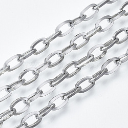 304 Stainless Steel Chains, Cable Chains, with Spool, Unwelded, Stainless Steel Color, 8x4x1mm, about 82.02 Feet(25m)/roll(CHS-S001-03B-P)