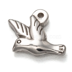 304 Stainless Steel Pendants,  Pigeon, Stainless Steel Color, 15.5x20x4.5mm, Hole: 1.8mm(X-STAS-I170-21P)