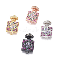 Brass Micro Pave Cubic Zirconia Links connectors, Bottle Shape, Colorful, Mixed Color, 18.5x10x4mm, Hole: 1.2mm(ZIRC-I032-63)