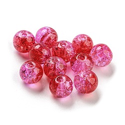 Transparent Spray Painting Crackle Glass Beads, Round, Cerise, 8mm, Hole: 1.6mm, 300pcs/bag(GLAA-L046-01B-39)