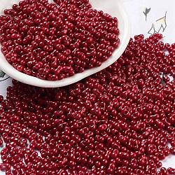 Baking Paint Glass Seed Beads, Peanut, Dark Red, 2~2.5x4x2mm, Hole: 0.8mm, about 15000pcs/pound(SEED-A033-04Q)