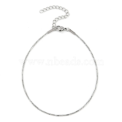 304 Stainless Steel Snake Chain Anklets, with Lobster Claw Clasps, Stainless Steel Color, 8-7/8 inch(22.5cm)(AJEW-G024-07P)