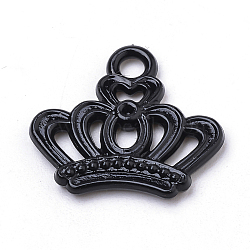 Opaque Acrylic Pendants, Crown, Black, 21x23.5x3mm, Hole: 3mm, about 890pcs/500g(SACR-Q190-60M)