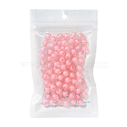 Transparent Acrylic Beads, Bead in Bead, Round, Pink, 8x7.5mm, Hole: 2mm, about 100pcs/bag(TACR-YW0001-03F)