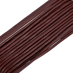 Cowhide Leather Cord, Leather Jewelry Cord, Jewelry DIY Making Material, Round, Dyed, Saddle Brown,about 2mm(X-LC-2MM-02)
