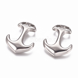 304 Stainless Steel Hook Clasps, For Leather Cord Bracelets Making, Anchor, Stainless Steel Color, 31x24x6mm, Hole: 5x5mm(X-STAS-G218-19P)