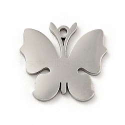 Non-Tarnish 304 Stainless Steel Pendants, Butterfly, Stainless Steel Color, 11x12x0.8mm, Hole: 1mm(STAS-E159-01P)