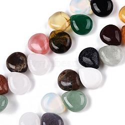 Natural Mixed Gemstone Beads Strands, Teardrop, Top Drilled, 12~12.5x10~11x5~5.5mm, Hole: 1~1.2mm, about 33pcs/strand, 8.86~10.2''(22.5~25.5cm)(G-T138-120)