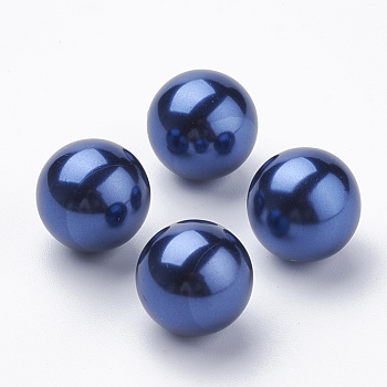 Eco-Friendly Plastic Imitation Pearl Beads, High Luster, Grade A, No Hole Beads, Round, Midnight Blue, 12mm