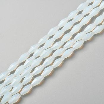 Imitation Opalite Glass Beads, Faceted, Bicone, Azure, 8x4mm, Hole: 0.8mm, about 70pcs/Strand, 22.99''(58.4cm)