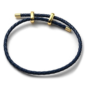 Leather Braided Cord Bracelets, Adjustable Bracelet, Prussian Blue, Inner Diameter: 5/8~2-7/8 inch(1.5~7.3cm)
