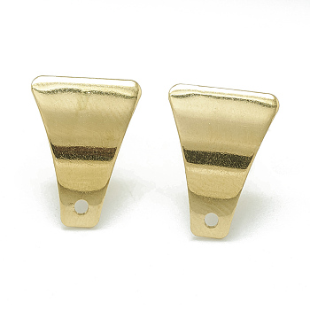 304 Stainless Steel Stud Earring Findings, with Loop, Trapezoid, Golden, 16x12mm, Hole: 1.4mm, Pin: 0.8mm