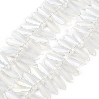Electroplate Glass Beads Strands, Teardrop, Clear AB, 16x6x3.5mm, Hole: 0.8mm, about 202pcs/strand, 25.20 inch(64cm)