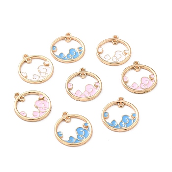 Zinc Alloy Pendants, Round with Enamel, Wave, Mixed Color, 23x20mm, Hole: 1.7mm