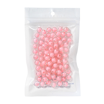 Transparent Acrylic Beads, Bead in Bead, Round, Pink, 8x7.5mm, Hole: 2mm, about 100pcs/bag