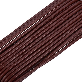 Cowhide Leather Cord, Leather Jewelry Cord, Jewelry DIY Making Material, Round, Dyed, Saddle Brown,about 2mm