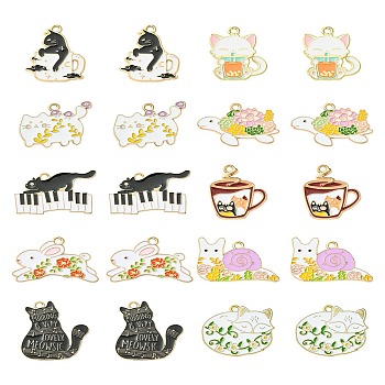 10Pcs 10 Styles Alloy Enamel Pendants, Animal Theme, Mixed Shapes, 21~28x19.5~28x1.2~1.6mm, Hole: 1.6~2mm, 1pc/style