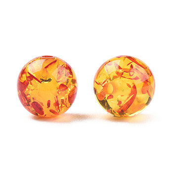 Resin Imitation Amber Beads, Round, Red, 12x11.5mm, Hole: 1.5~3mm