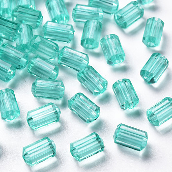Transparent Acrylic Beads, Faceted, Polygon, Turquoise, 9x5mm, Hole: 1.8mm, about 3496pcs/500g