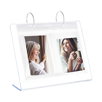 4 Inch Calendar-Style Tabletop Acrylic Photo Album, Standing Flip Photo Frame with Vertical Stand, Holds up to 68 Photos, Clear, 19.5x5.7x19.5cm, Inner Diameter: 10.5x8cm