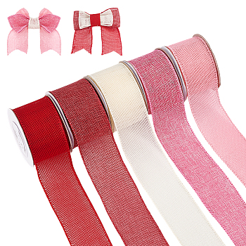 US 5 Rolls 5 Colors Burlap Lace Rolls, Burlap Ribbons For Craft Making, Mixed Color, 2 inch(50.5mm), about 4.92 Yards(4.5m)/Roll, 1 roll/color