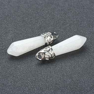 Bullet Natural White Jade Pointed Pendants(G-E332-C27)-3