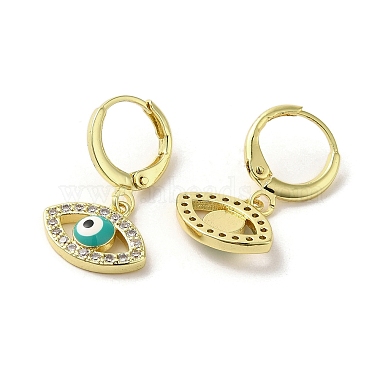 Horse Eye Real 18K Gold Plated Brass Dangle Leverback Earrings(EJEW-Q797-23G-03)-2
