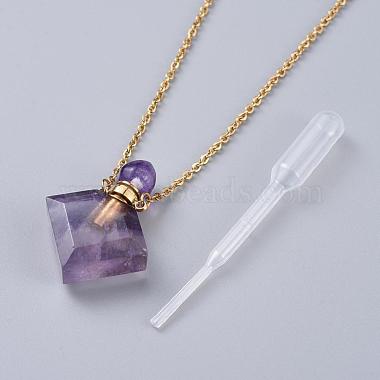 Natural Fluorite Perfume Bottle Pendant Necklaces(NJEW-F266-03)-4