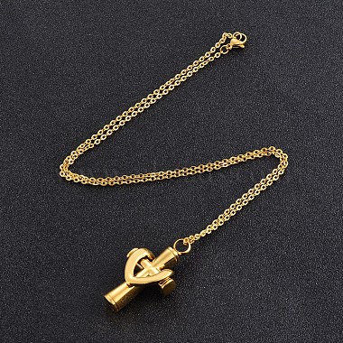 Stainless Steel Cross Cremation Urn Pendant Necklaces(BOTT-PW0009-001G)-2