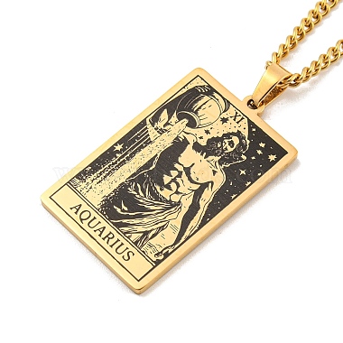 304 Stainless Steel Tarot Pendant Necklaces(NJEW-A026-01G-11)-2