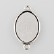 Antique Silver Tibetan Style Alloy Flat Oval Cabochon Connector Settings(X-TIBE-M022-05AS)-1