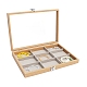 9 個のコンパートメントが付いた長方形の木製ジュエリー プレゼンテーション ボックス(PW-WG90817-09)-1