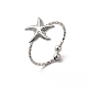 304 Stainless Steel Starfish Open Cuff Rings for Women(RJEW-H136-06P)-1