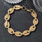 12MM 304 Stainless Steel Oval Link Chain Bracelets, Ion Plating(IP), Golden, 8.70 inch(22.1cm)(SA-CBA2696-13G)