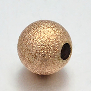 Brass Round Textured Spacer Beads, Golden, 4mm, Hole: 2mm(KK-L051-04-4mm)