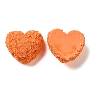 Opaque Resin Cabochons, Heart, Orange, 22.5x25x11mm(RESI-C024-02A)