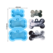 Bone Shape DIY Pendant Silicone Molds, for Keychain Making, Resin Casting Molds, For UV Resin, Epoxy Resin Jewelry Making, Cornflower Blue, 114x65x9mm(SIMO-PW0001-322D)