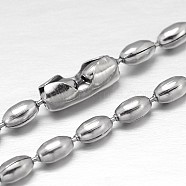 304 Stainless Steel Ball Chain Necklaces, Collar Necklaces, Rice, Stainless Steel Color, 26 inch(66cm)(CHS-O006-C-2.4mm)
