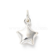 925 Sterling Silver Pendants, Star Charms with Jump Rings, Silver, 11x9x5mm, Hole: 3mm(STER-P057-06S)
