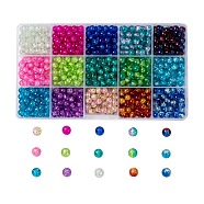 Baking Painted Crackle Glass Beads, Round, with Rectangle Plastic Bead Storage Containers, Mixed Color, 6mm, Hole: 1.3~1.6mm, about 1050pcs/box(CCG-X0011-01-6mm)