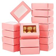 Cardboard Gift Boxes, Rectangle with PVC Clear Windows, Pink, 6x8.5x3cm(CON-WH0086-034)