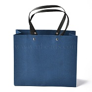 Rectangle Paper Bags, with Nylon Handles, for Gift Bags and Shopping Bags, Marine Blue, 24x0.4x20cm(CARB-O004-02B-03)