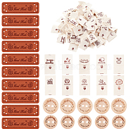 Elite Clothing Size Labels, with Wooden Buttons, Mixed Patterns, Clothing Size Labels: 224pcs(FIND-PH0001-10)